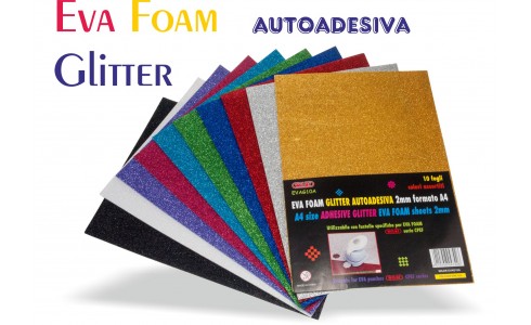 album fogli glitter autoadesivi gomma crepla (fommy)